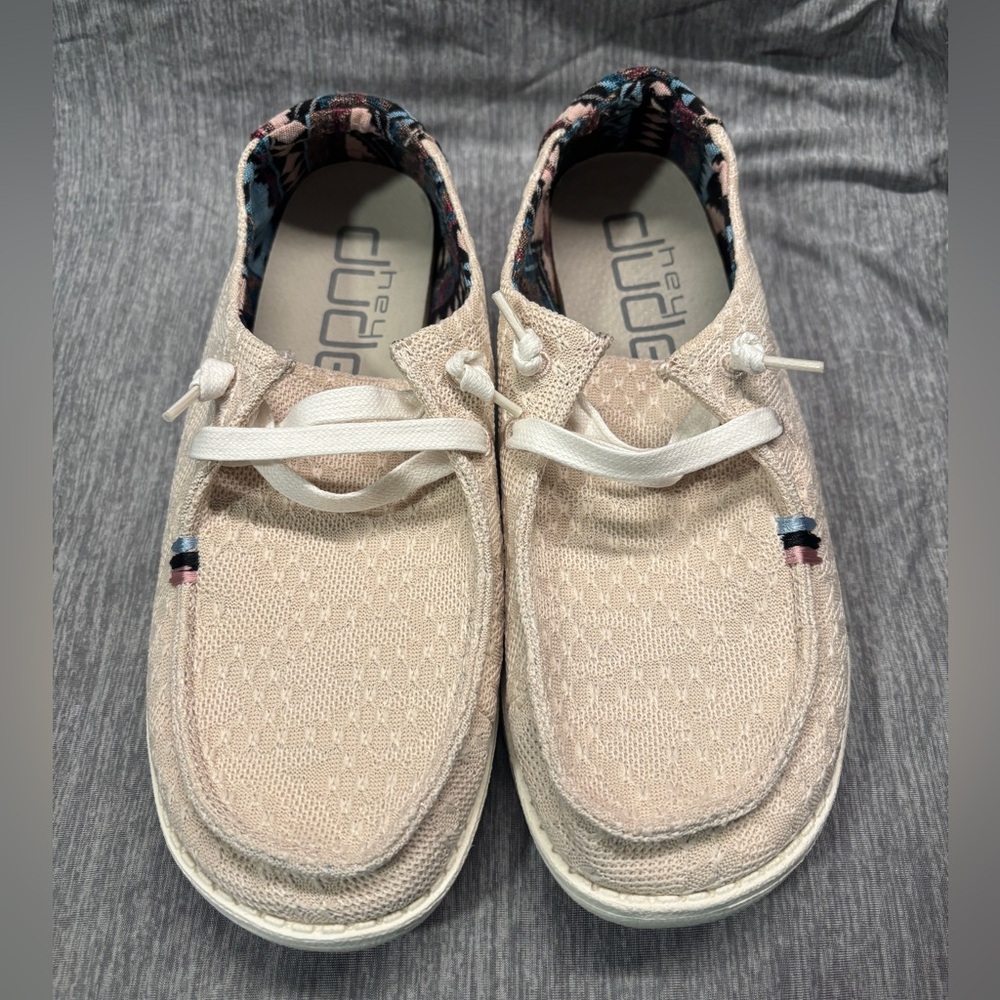 Pink Hey Dude loafers
